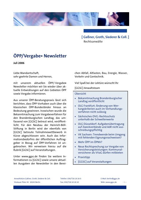 ÖPP/Vergabe• Newsletter - GGSC