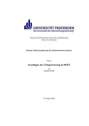 Grundlagen der Codegenerierung & WCET - Institut für Informatik ...