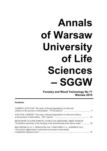 Annals of Warsaw University of Life Sciences - SGGW