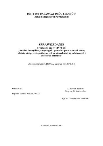 Sprawozdanie - Generalna Dyrekcja Dróg Krajowych i Autostrad