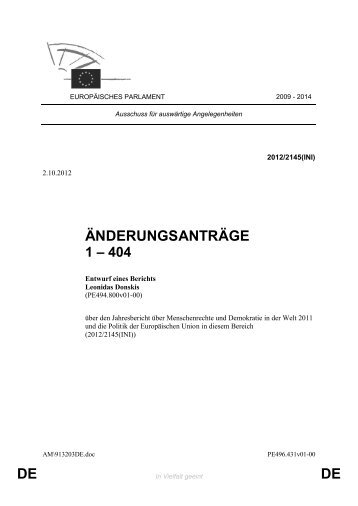 DE DE ÄNDERUNGSANTRÄGE - Europa