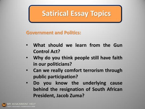 Satirical Essay Topics