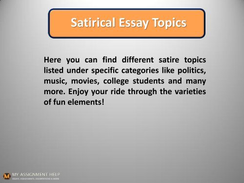 Satirical Essay Topics