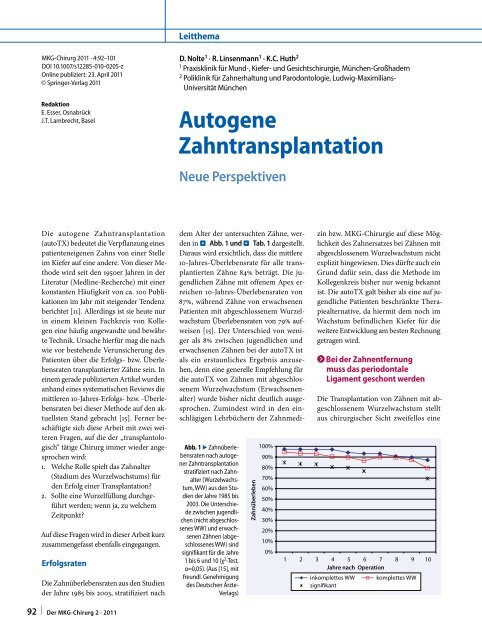 Autogenous tooth transplantation - MKG-Praxisklinik Dr. Dr. Robert ...