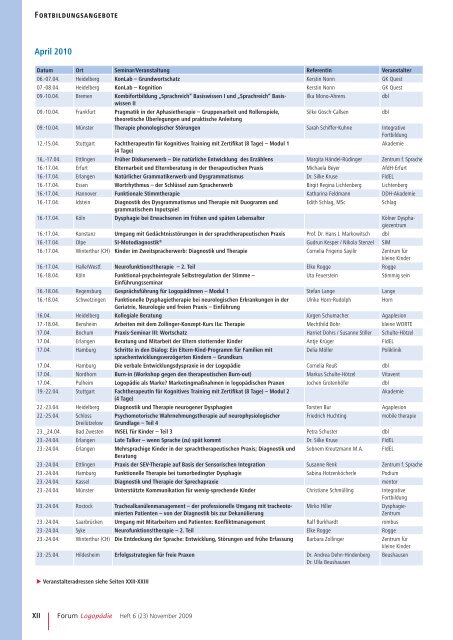 Veranstaltungskalender 1. Halbjahr 2010 - Deutscher ...