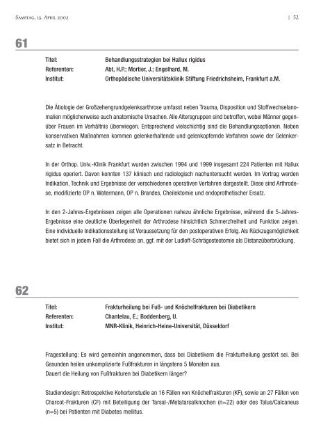 Deutscher fusskongress regensburg 2002 - 19. Jahrestagung der ...