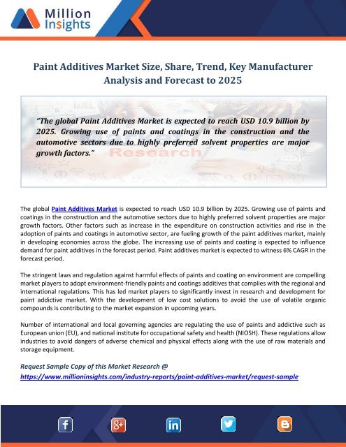 Paint Additives Market Size, Share, Trend, Key Manufacturer Analysis and Forecast to 2025