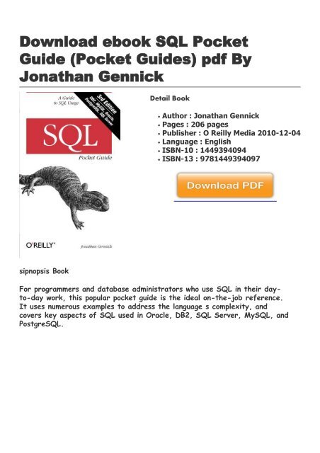 Sql Pocket Guide Pocket Guides