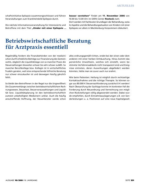 Ärzteblatt Oktober 2006 - Ärztekammer Mecklenburg-Vorpommern