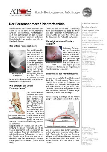 Der Fersenschmerz / Plantarfasziitis - und FuÃŸchirurgie