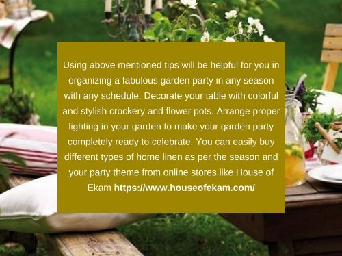 How to Plan a Fabulous Garden Party with home linen