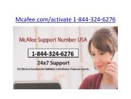 mcafee.com/activate | 1-844-324-6276 | mcafee activate support
