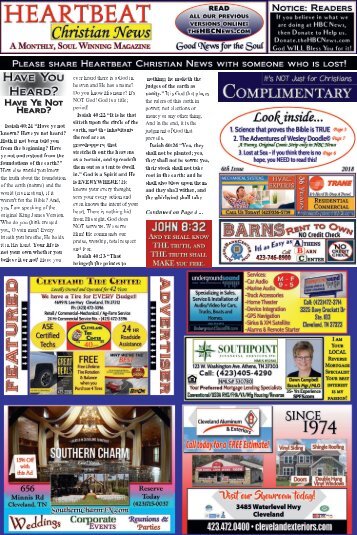 Heartbeat Christian News - June 2018 issue