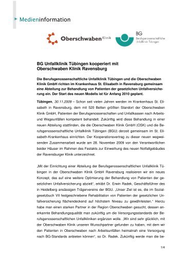 BGU_Kooperation OSK - Berufsgenossenschaftliche Unfallklinik ...