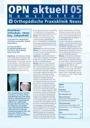 N e w s l e t t e r - Orthopädische Praxisklinik Neuss