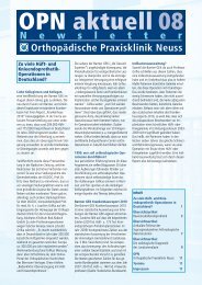 N e w s l e t t e r - Orthopädische Praxisklinik Neuss