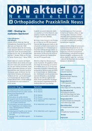 N e w s l e t t e r - Orthopädische Praxisklinik Neuss