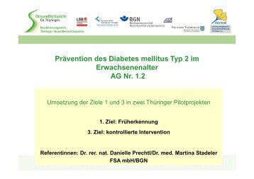 Vorstellung der AG 1.2 "Prävention des Diabetes mellitus