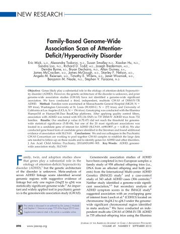 Deficit/Hyperactivity Disorder - ADHD Molecular Genetics Network