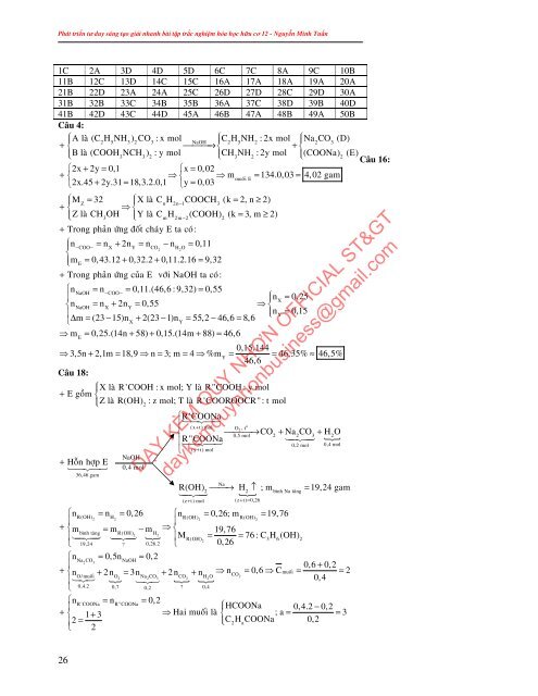 CHUYÊN ĐỀ 5 KIỂM TRA ĐÁNH GIÁ KẾT QUẢ HỌC TẬP - PHÁT TRIỂN TƯ DUY SÁNG TẠO GIẢI NHANH BÀI TẬP TRẮC NGHIỆM HÓA HỌC HỮU CƠ 12