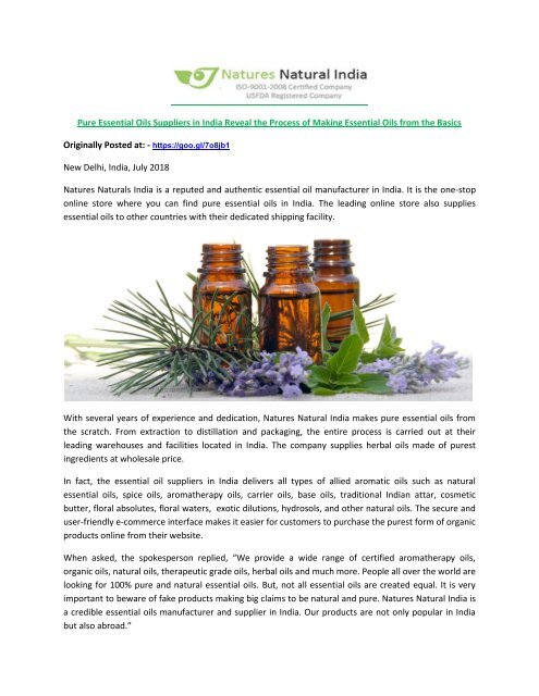 Pure Essential Oils Suppliers in India Reveal the Process of Making Essential Oils from the Basics
