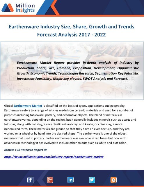 Earthenware Industry Size, Share, Growth and Trends Forecast Analysis 2017 - 2022