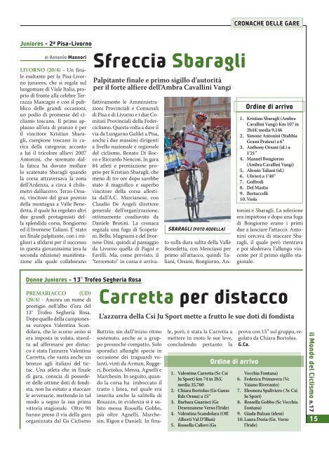 Gasparrini in volata - Federazione Ciclistica Italiana