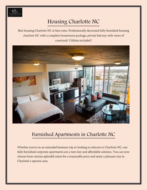 Most Outstanding Housing Charlotte Nc - Center City Suites