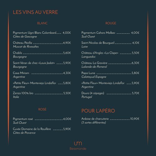 UmBeaumonde menu2018