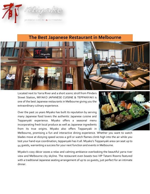 Best Japanese Restaurant Melbourne