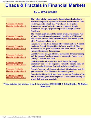 Chaos & Fractals in Financial Markets, index to ... - StocksFirst.com