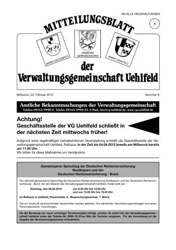 Achtung! - Verwaltungsgemeinschaft Uehlfeld