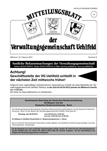 Achtung! - Verwaltungsgemeinschaft Uehlfeld