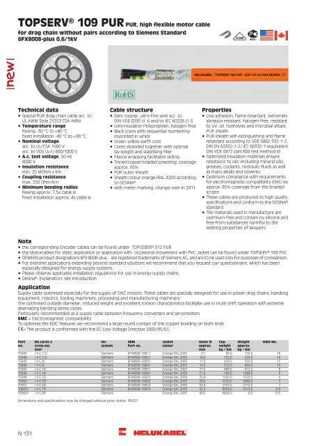 TOPSERV® 109 PURPUR, high flexible motor cable ... - HELUKABEL