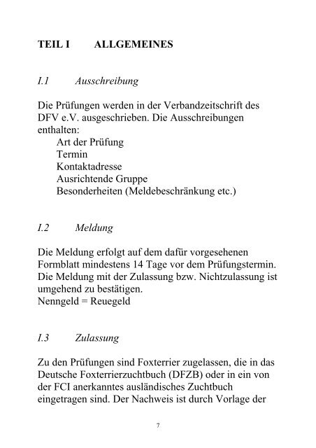 V.1 Zweck der Prüfung - Deutscher Foxterrier-Verband e.V.