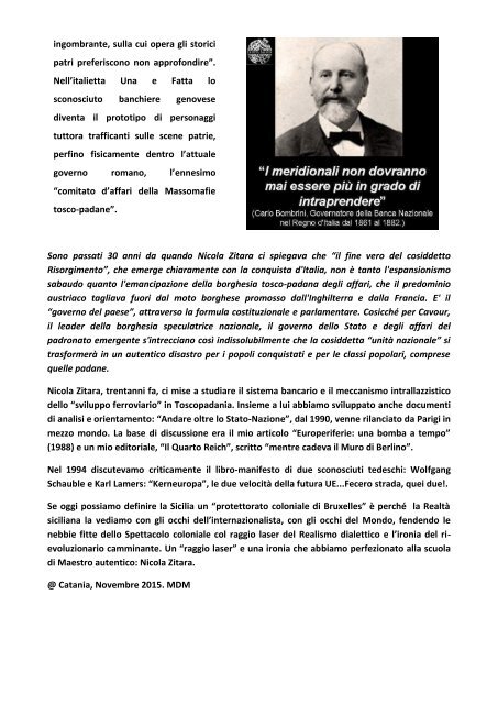 A SUD DI GRAMSCI La Lezione di Zitara