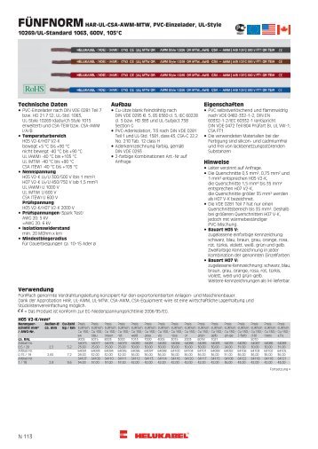 FÜNFNORMHAR-UL-CSA-AWM-MTW, PVC ... - HELUKABEL