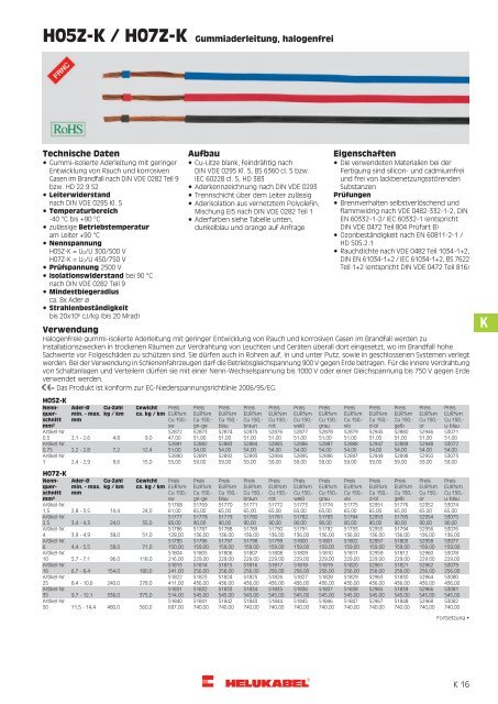H05Z-K / H07Z-K Gummiaderleitung, halogenfrei ... - HELUKABEL
