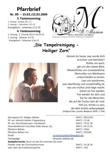 Die Tempelreinigung - Kirchengemeinde St. Marien - Bethen