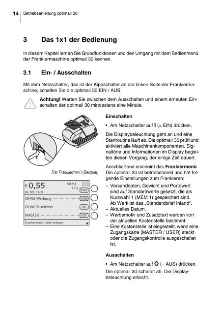 optimail 30 DEU / Betriebsanleitung - Francotyp Postalia