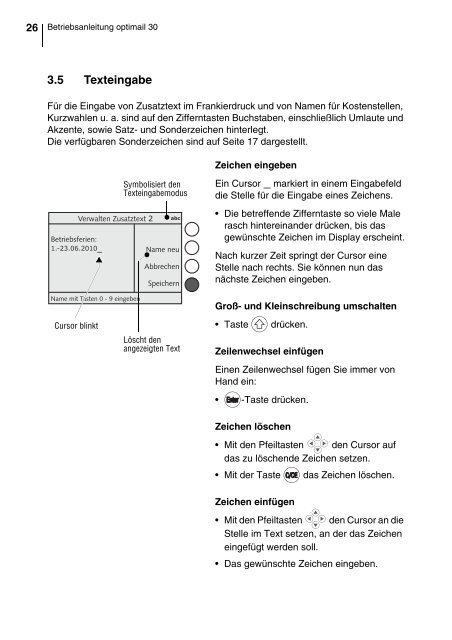 optimail 30 DEU / Betriebsanleitung - Francotyp Postalia