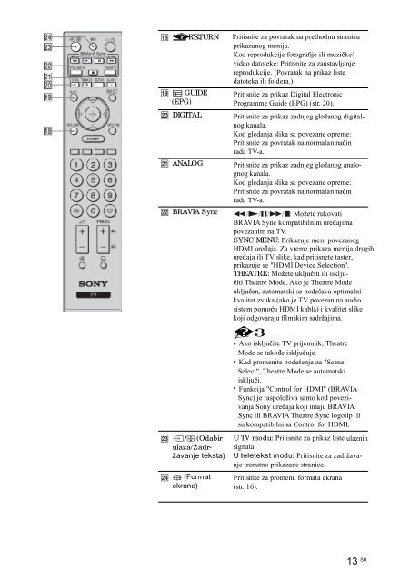 Sony KDL-52W5500 - KDL-52W5500 Mode d'emploi Serbe