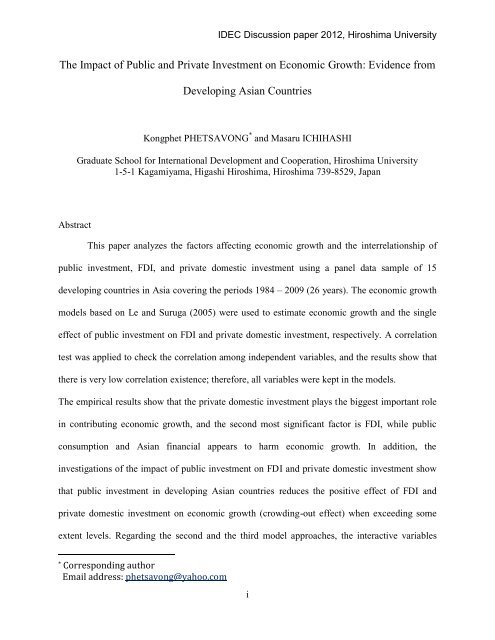 The Impact of Public and Private Investment on Economic Growth ...