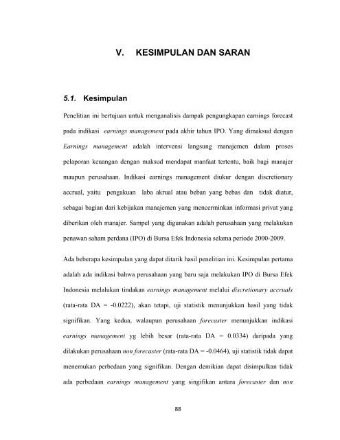 V Kesimpulan Dan Saran V Kesimpulan Dan Saran