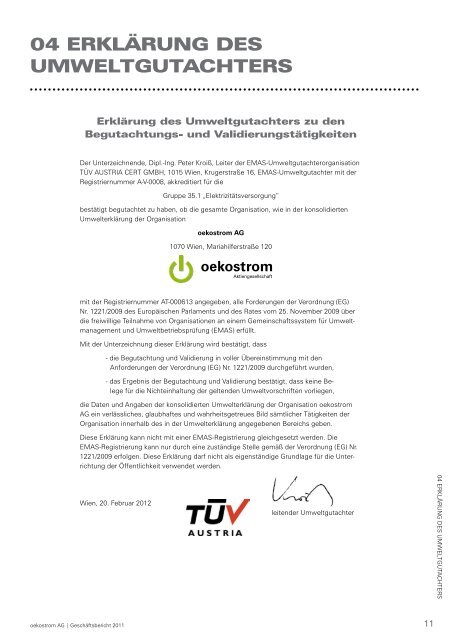 Bericht zum Download - oekostrom AG