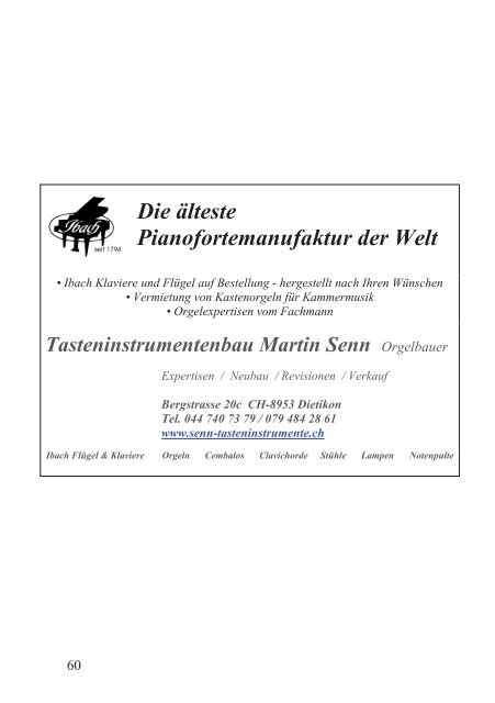 Inhalt KMV - Bulletin 2007 - Kirchenmusikverband Bistum Chur