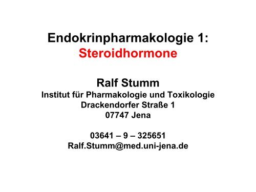 Endokrinpharmakologie I - Institut für Pharmakologie und Toxikologie