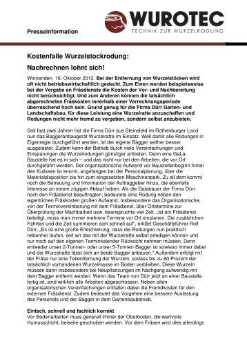 Kostenfalle Wurzelstockrodung - Die WURZELRATTE