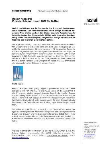 Pressemitteilung Design hoch drei iF product design award ... - Rastal