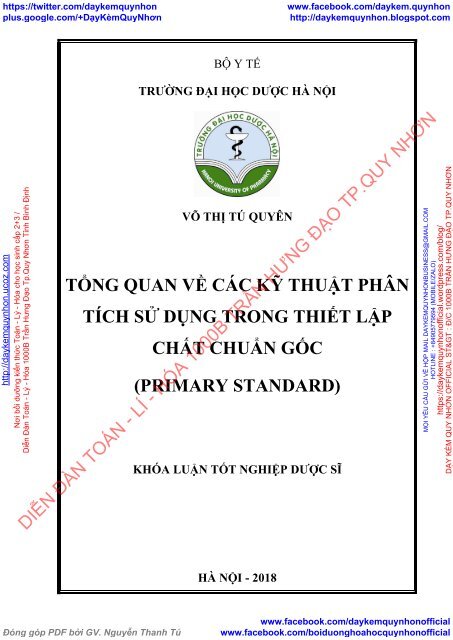 Tổng quan về các kỹ thuật phân tích sử dụng trong thiết lập chất chuẩn gốc (primary standard)